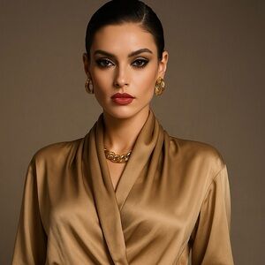Vintage Marc Allen Gold Silk Drape Blouse